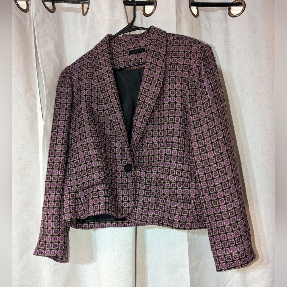 Vintage Purple Plaid Blazer Jacket